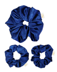 Natural hair essentials satin accessories set with adjustable and reversible bonnet( Dark Blue)