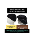 Satin lined wig cap/ wig cap with satin/ cap for moisture( Black)