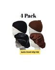 Satin lined wig cap/ wig cap with satin/ cap for moisture (4 pack= 2 brown and 2 black)