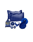 Natural hair essentials satin accessories set with adjustable and reversible bonnet( Dark Blue)